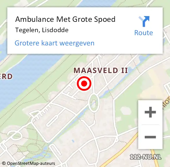 Locatie op kaart van de 112 melding: Ambulance Met Grote Spoed Naar Tegelen, Lisdodde op 24 december 2013 15:55