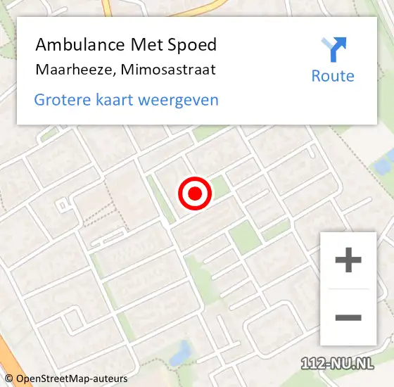 Locatie op kaart van de 112 melding: Ambulance Met Spoed Naar Maarheeze, Mimosastraat op 22 augustus 2016 12:59