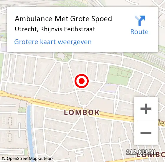 Locatie op kaart van de 112 melding: Ambulance Met Grote Spoed Naar Utrecht, Rhijnvis Feithstraat op 22 augustus 2016 14:27