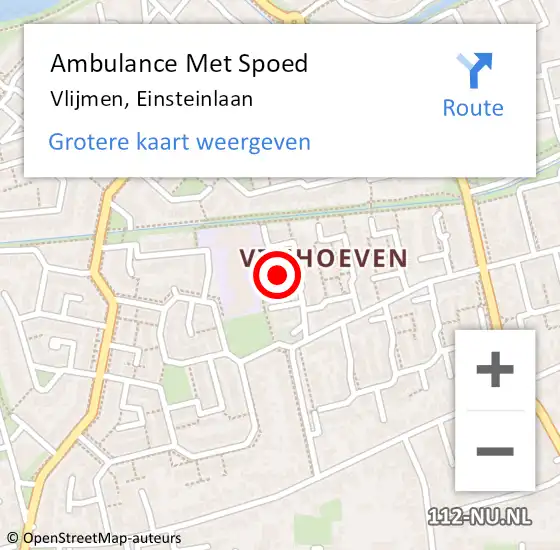 Locatie op kaart van de 112 melding: Ambulance Met Spoed Naar Vlijmen, Einsteinlaan op 22 augustus 2016 14:32