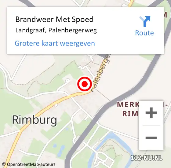 Locatie op kaart van de 112 melding: Brandweer Met Spoed Naar Landgraaf, Palenbergerweg op 22 augustus 2016 14:55