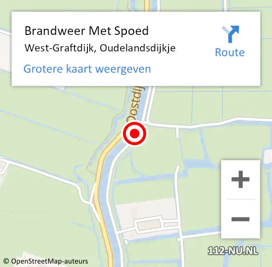 Locatie op kaart van de 112 melding: Brandweer Met Spoed Naar West-Graftdijk, Oudelandsdijkje op 22 augustus 2016 15:34