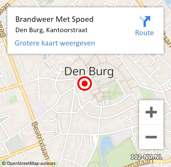 Locatie op kaart van de 112 melding: Brandweer Met Spoed Naar Den Burg, Kantoorstraat op 22 augustus 2016 17:33