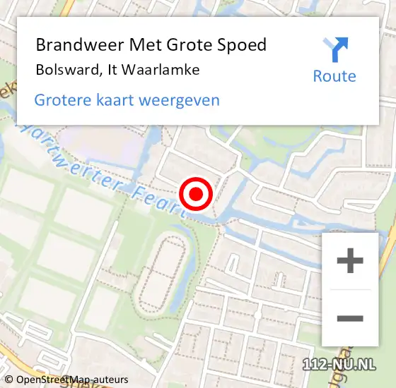 Locatie op kaart van de 112 melding: Brandweer Met Grote Spoed Naar Bolsward, It Waarlamke op 22 augustus 2016 17:41