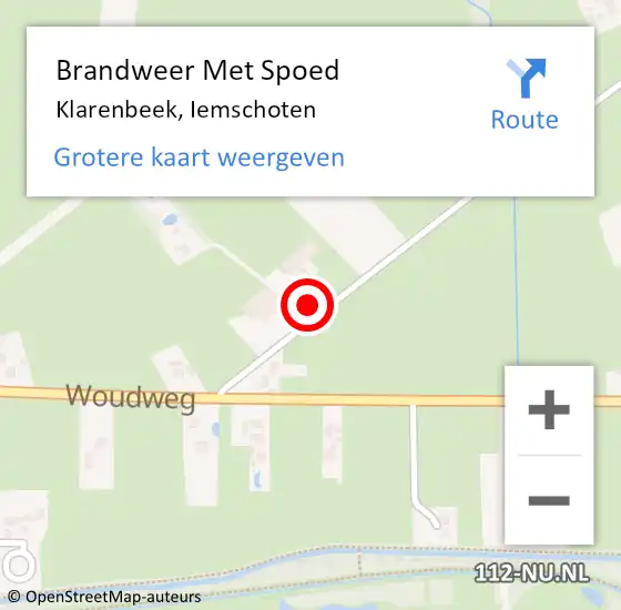 Locatie op kaart van de 112 melding: Brandweer Met Spoed Naar Klarenbeek, Iemschoten op 22 augustus 2016 18:22