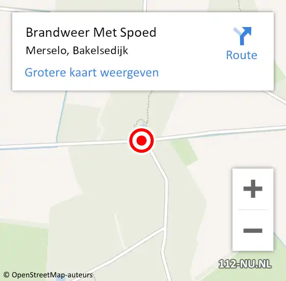 Locatie op kaart van de 112 melding: Brandweer Met Spoed Naar Merselo, Bakelsedijk op 22 augustus 2016 18:33