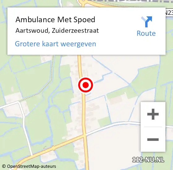 Locatie op kaart van de 112 melding: Ambulance Met Spoed Naar Aartswoud, Zuiderzeestraat op 22 augustus 2016 18:41