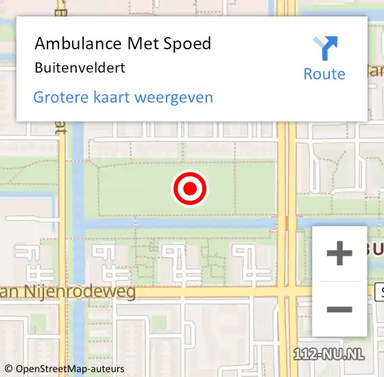 Locatie op kaart van de 112 melding: Ambulance Met Spoed Naar Buitenveldert op 22 augustus 2016 18:48
