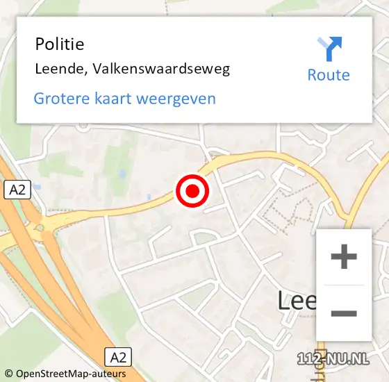 Locatie op kaart van de 112 melding: Politie Leende, Valkenswaardseweg op 22 augustus 2016 19:02