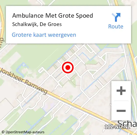 Locatie op kaart van de 112 melding: Ambulance Met Grote Spoed Naar Schalkwijk, De Groes op 22 augustus 2016 19:40