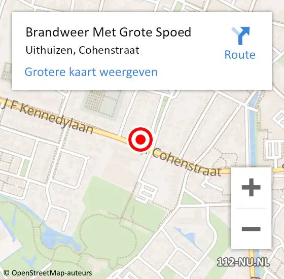 Locatie op kaart van de 112 melding: Brandweer Met Grote Spoed Naar Uithuizen, Cohenstraat op 22 augustus 2016 19:57
