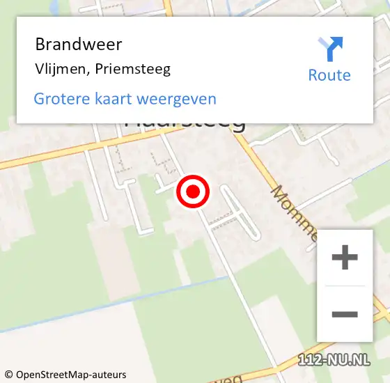 Locatie op kaart van de 112 melding: Brandweer Vlijmen, Priemsteeg op 22 augustus 2016 20:06