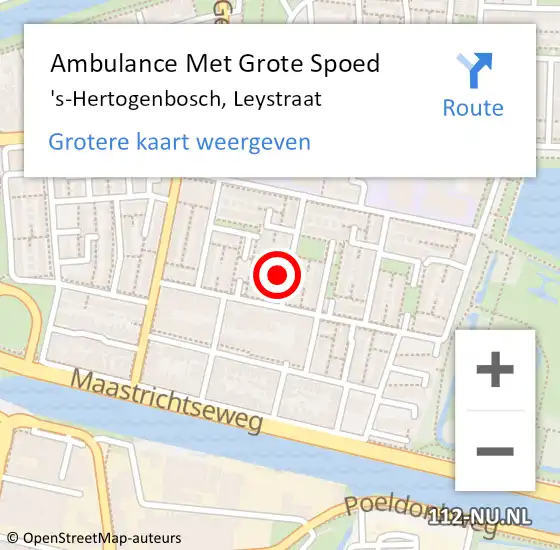 Locatie op kaart van de 112 melding: Ambulance Met Grote Spoed Naar 's-Hertogenbosch, Leystraat op 22 augustus 2016 20:34