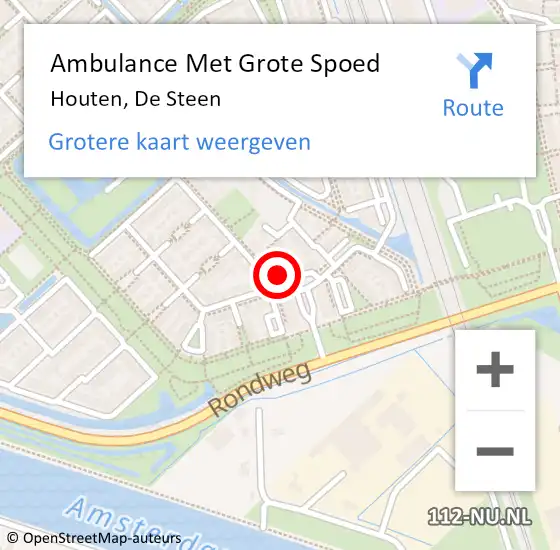 Locatie op kaart van de 112 melding: Ambulance Met Grote Spoed Naar Houten, De Steen op 22 augustus 2016 22:19