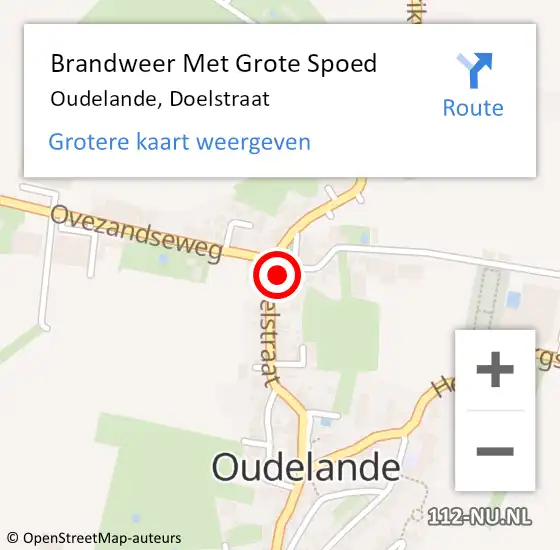 Locatie op kaart van de 112 melding: Brandweer Met Grote Spoed Naar Oudelande, Doelstraat op 22 augustus 2016 22:29