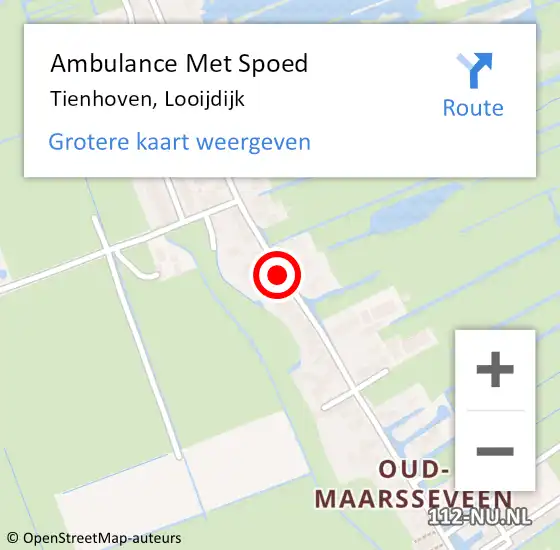 Locatie op kaart van de 112 melding: Ambulance Met Spoed Naar Tienhoven, Looijdijk op 22 augustus 2016 23:54