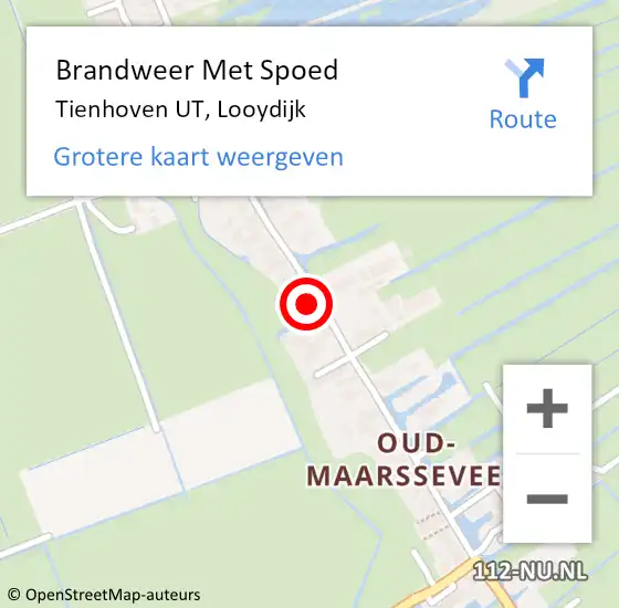 Locatie op kaart van de 112 melding: Brandweer Met Spoed Naar Tienhoven UT, Looydijk op 23 augustus 2016 00:44