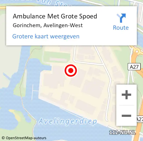 Locatie op kaart van de 112 melding: Ambulance Met Grote Spoed Naar Gorinchem, Avelingen-West op 23 augustus 2016 01:42