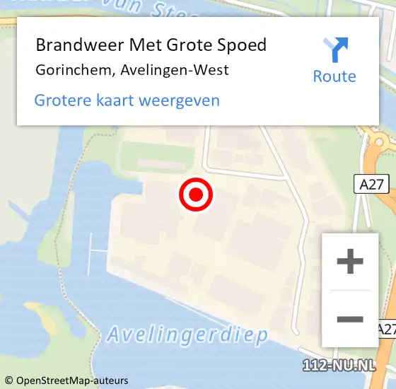 Locatie op kaart van de 112 melding: Brandweer Met Grote Spoed Naar Gorinchem, Avelingen-West op 23 augustus 2016 01:43