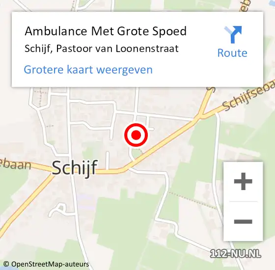 Locatie op kaart van de 112 melding: Ambulance Met Grote Spoed Naar Schijf, Pastoor van Loonenstraat op 23 augustus 2016 01:59
