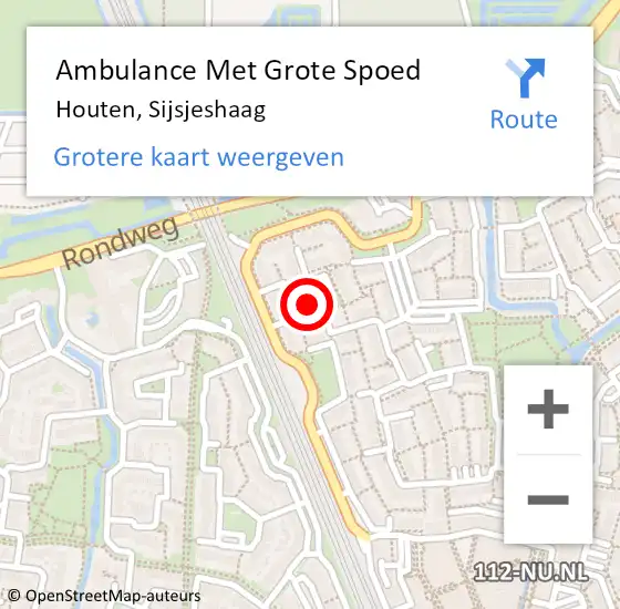 Locatie op kaart van de 112 melding: Ambulance Met Grote Spoed Naar Houten, Sijsjeshaag op 23 augustus 2016 05:25