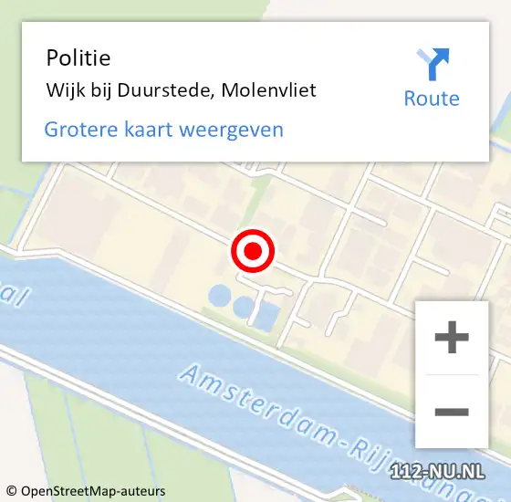 Locatie op kaart van de 112 melding: Politie Wijk bij Duurstede, Molenvliet op 23 augustus 2016 06:11