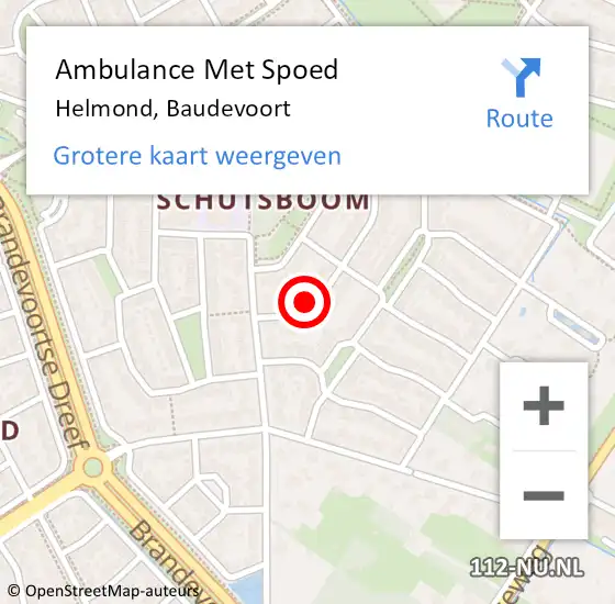 Locatie op kaart van de 112 melding: Ambulance Met Spoed Naar Helmond, Baudevoort op 23 augustus 2016 07:33