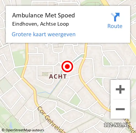 Locatie op kaart van de 112 melding: Ambulance Met Spoed Naar Eindhoven, Achtse Loop op 23 augustus 2016 09:48