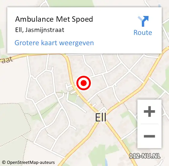 Locatie op kaart van de 112 melding: Ambulance Met Spoed Naar Ell, Jasmijnstraat op 23 augustus 2016 10:02