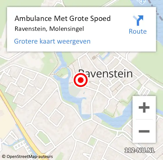 Locatie op kaart van de 112 melding: Ambulance Met Grote Spoed Naar Ravenstein, Molensingel op 24 december 2013 17:08