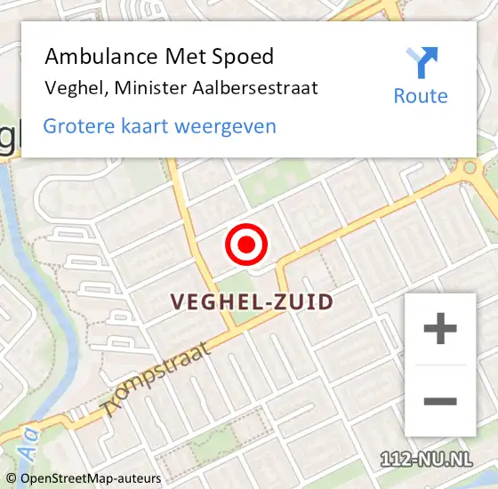 Locatie op kaart van de 112 melding: Ambulance Met Spoed Naar Veghel, Minister Aalbersestraat op 23 augustus 2016 10:50