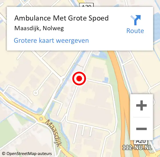 Locatie op kaart van de 112 melding: Ambulance Met Grote Spoed Naar Maasdijk, Nolweg op 23 augustus 2016 11:08