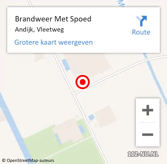 Locatie op kaart van de 112 melding: Brandweer Met Spoed Naar Andijk, Vleetweg op 23 augustus 2016 11:29