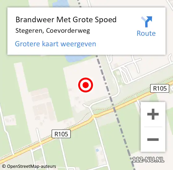 Locatie op kaart van de 112 melding: Brandweer Met Grote Spoed Naar Stegeren, Coevorderweg op 23 augustus 2016 11:33