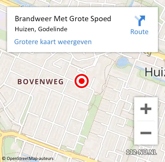 Locatie op kaart van de 112 melding: Brandweer Met Grote Spoed Naar Huizen, Godelinde op 23 augustus 2016 11:36