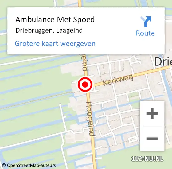 Locatie op kaart van de 112 melding: Ambulance Met Spoed Naar Driebruggen, Laageind op 23 augustus 2016 11:54