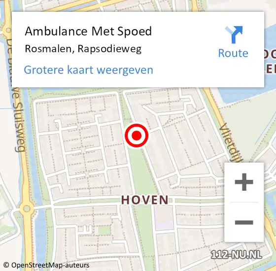 Locatie op kaart van de 112 melding: Ambulance Met Spoed Naar Rosmalen, Rapsodieweg op 24 december 2013 17:14