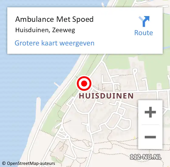 Locatie op kaart van de 112 melding: Ambulance Met Spoed Naar Huisduinen, Zeeweg op 23 augustus 2016 11:59