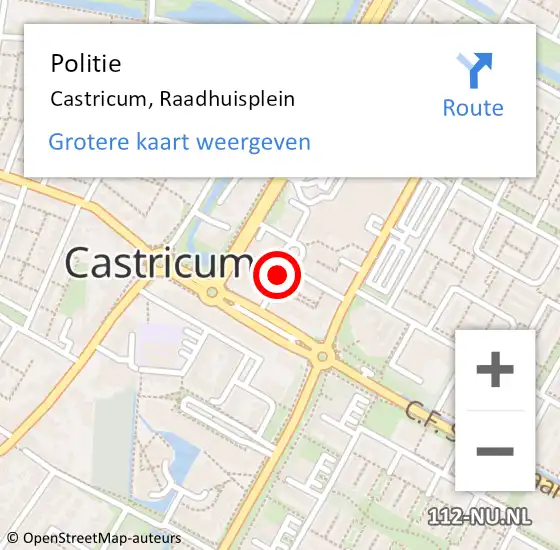 Locatie op kaart van de 112 melding: Politie Castricum, Raadhuisplein op 23 augustus 2016 12:04