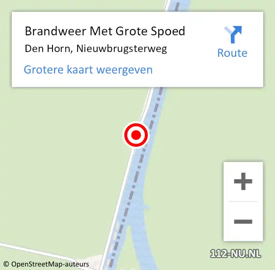 Locatie op kaart van de 112 melding: Brandweer Met Grote Spoed Naar Den Horn, Nieuwbrugsterweg op 23 augustus 2016 12:10