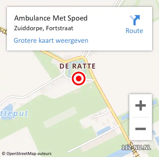 Locatie op kaart van de 112 melding: Ambulance Met Spoed Naar Zuiddorpe, Fortstraat op 23 augustus 2016 12:19