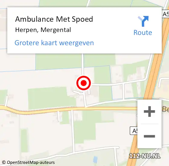 Locatie op kaart van de 112 melding: Ambulance Met Spoed Naar Herpen, Mergental op 23 augustus 2016 12:20