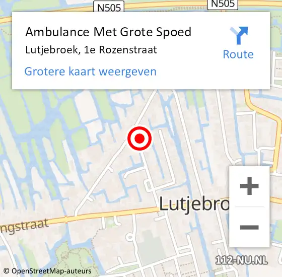 Locatie op kaart van de 112 melding: Ambulance Met Grote Spoed Naar Lutjebroek, 1e Rozenstraat op 23 augustus 2016 12:21