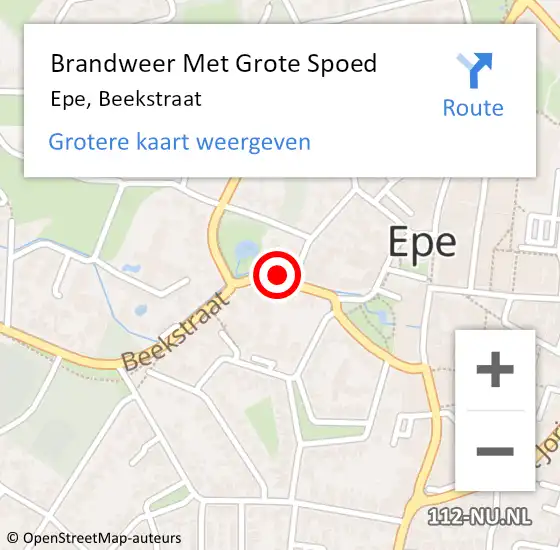 Locatie op kaart van de 112 melding: Brandweer Met Grote Spoed Naar Epe, Beekstraat op 23 augustus 2016 12:22