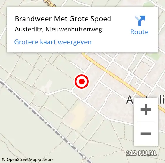 Locatie op kaart van de 112 melding: Brandweer Met Grote Spoed Naar Austerlitz, Nieuwenhuizenweg op 23 augustus 2016 12:25