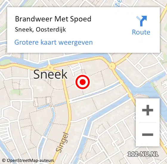 Locatie op kaart van de 112 melding: Brandweer Met Spoed Naar Sneek, Oosterdijk op 23 augustus 2016 12:34