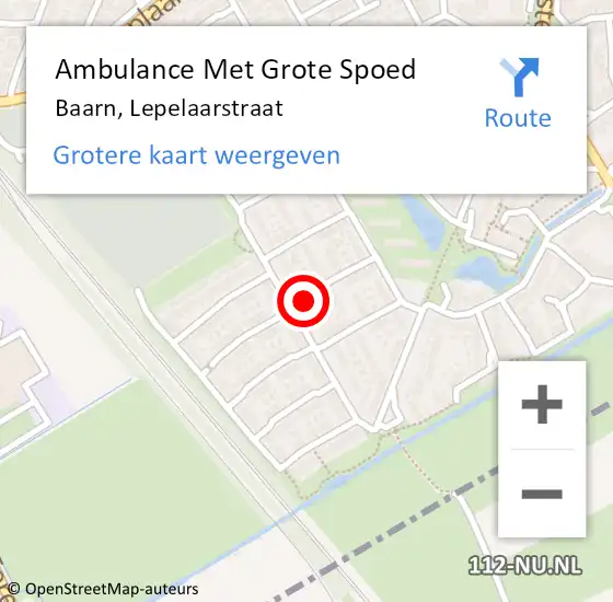 Locatie op kaart van de 112 melding: Ambulance Met Grote Spoed Naar Baarn, Lepelaarstraat op 23 augustus 2016 12:53