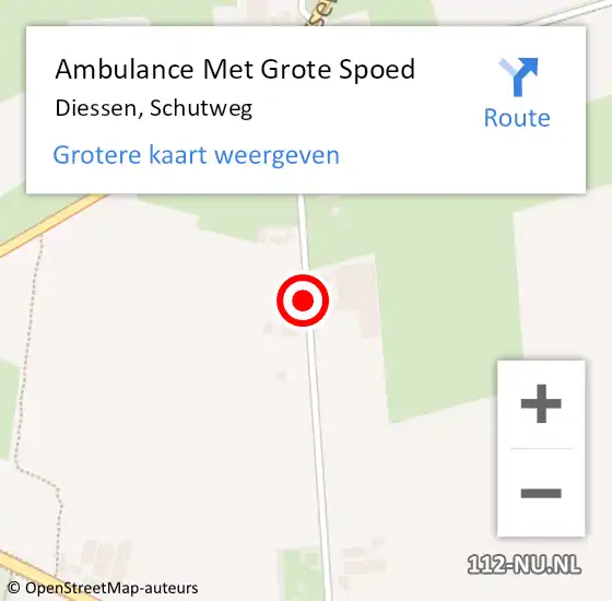 Locatie op kaart van de 112 melding: Ambulance Met Grote Spoed Naar Diessen, Schutweg op 23 augustus 2016 12:56