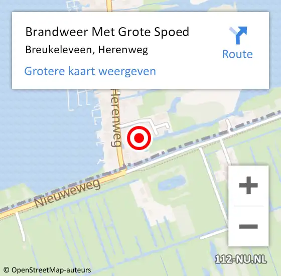 Locatie op kaart van de 112 melding: Brandweer Met Grote Spoed Naar Breukeleveen, Herenweg op 23 augustus 2016 13:06