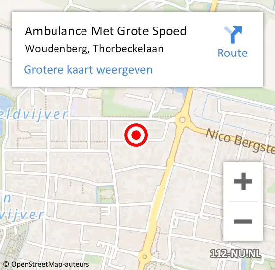 Locatie op kaart van de 112 melding: Ambulance Met Grote Spoed Naar Woudenberg, Thorbeckelaan op 23 augustus 2016 13:18